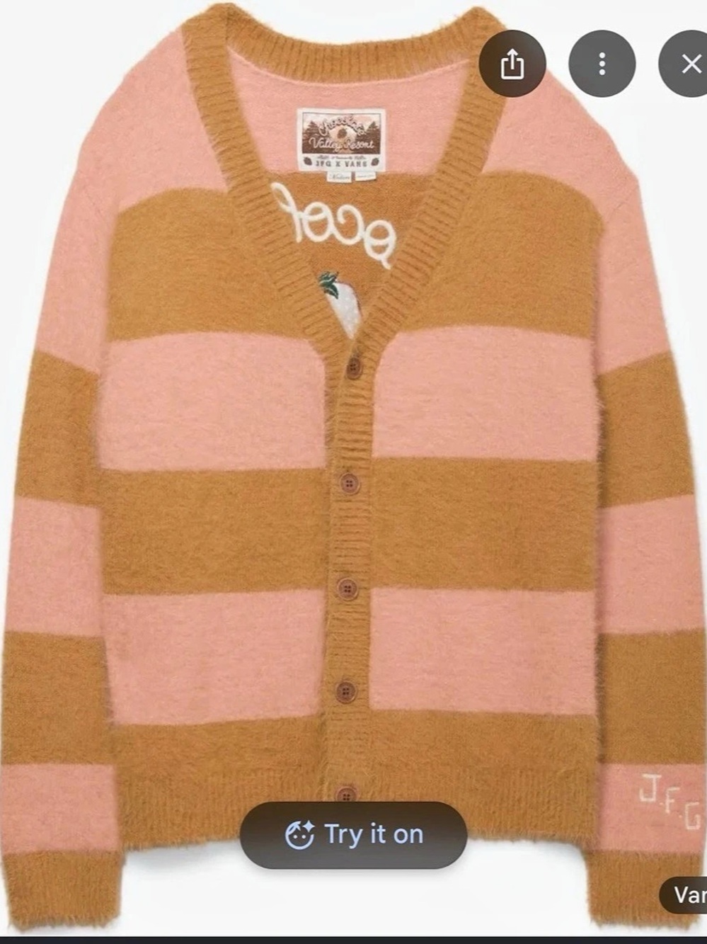 JFG Vans Chocolate Valley Resort Cardigan Striped Cardigan in Pink & Brown Size